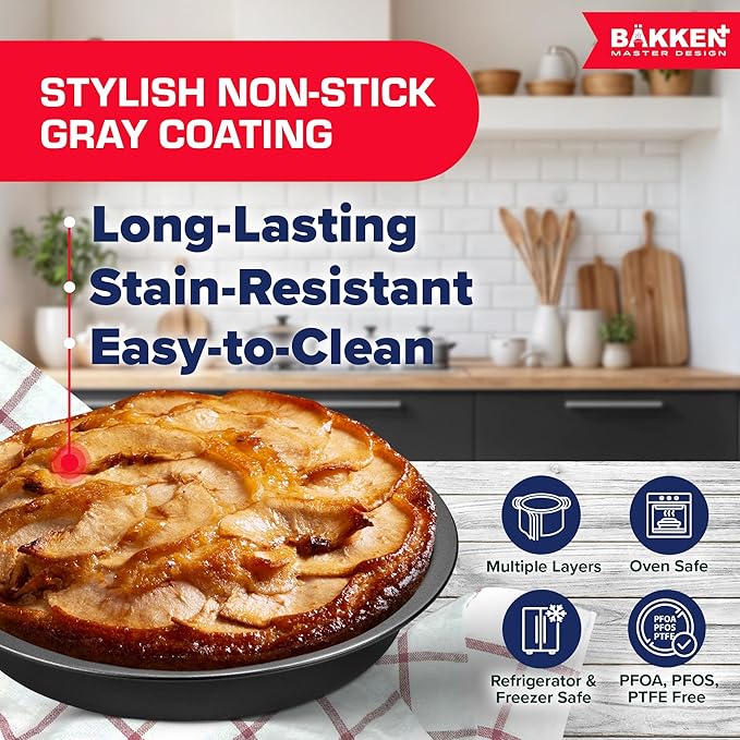 Baking Set – 10 Piece – Deluxe Non Stick Black Coating Inside and Outside – Carbon Steel Bakeware Set – PFOA PFOS and PTFE Free by Bakken