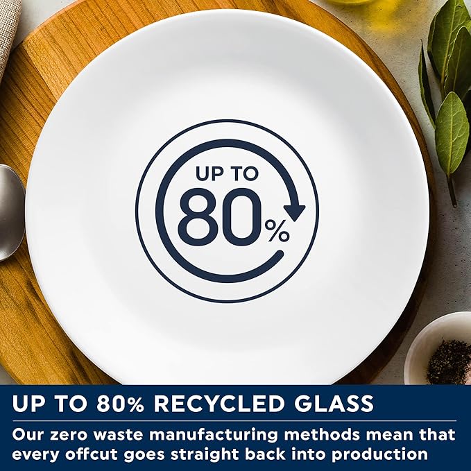 Corelle Dinnerware Set (4pc Set, Mystic Gray)-Set for 4 | Includes 4 x Side Plates | 80% Recycled Glass | 3 X More Durable, Half the Space & Weight of Traditional Ceramic