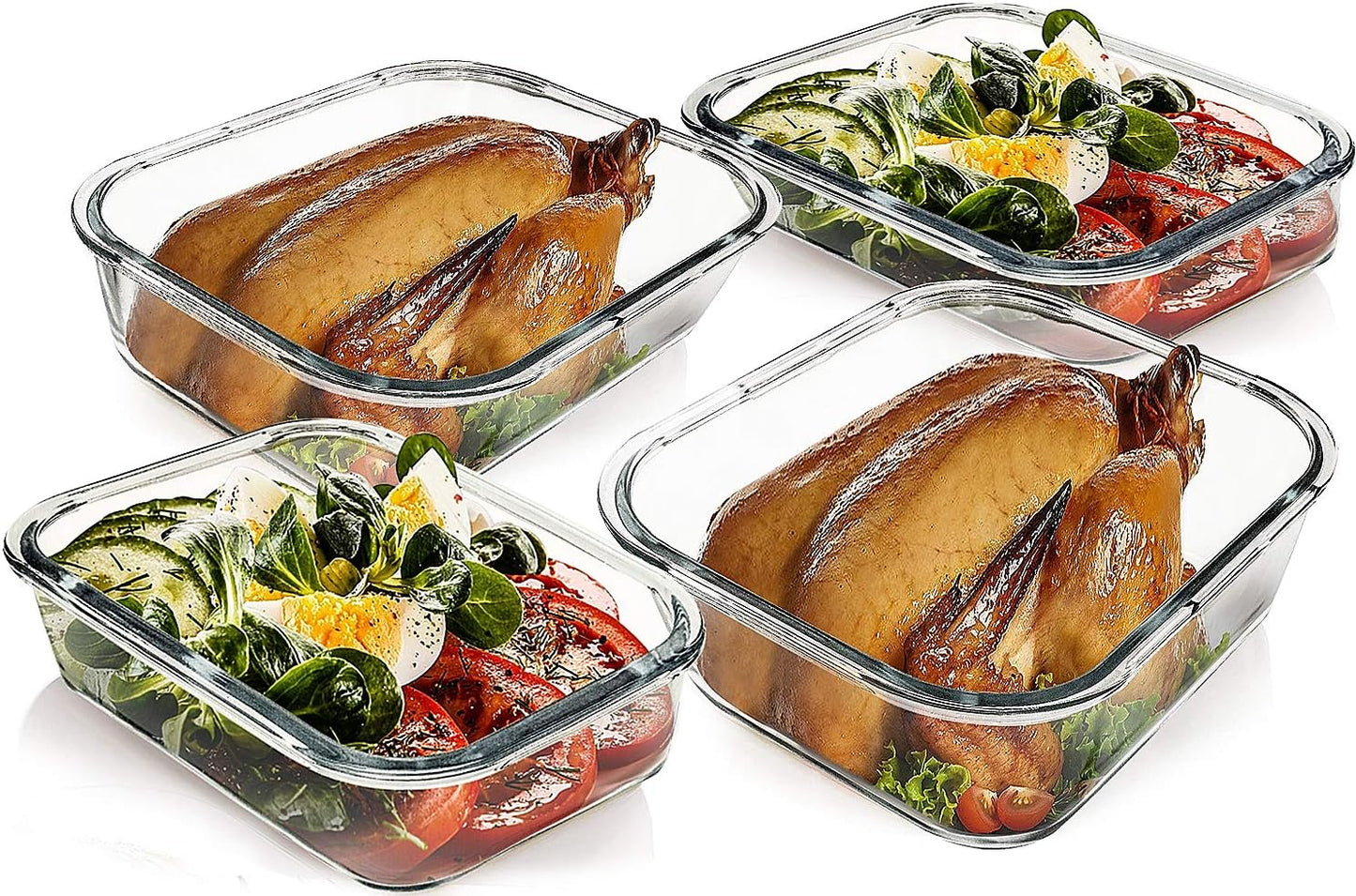 M MCIRCO [80 oz & 36 oz Extra Large Glass Food Storage/Baking Containers Set with Lids, 2 Pack 80 oz(10 cup)&2 Pack 36 oz (4.5 cup) Airtight Glass Container,Microwave,Oven,Freezer and Dishwasher