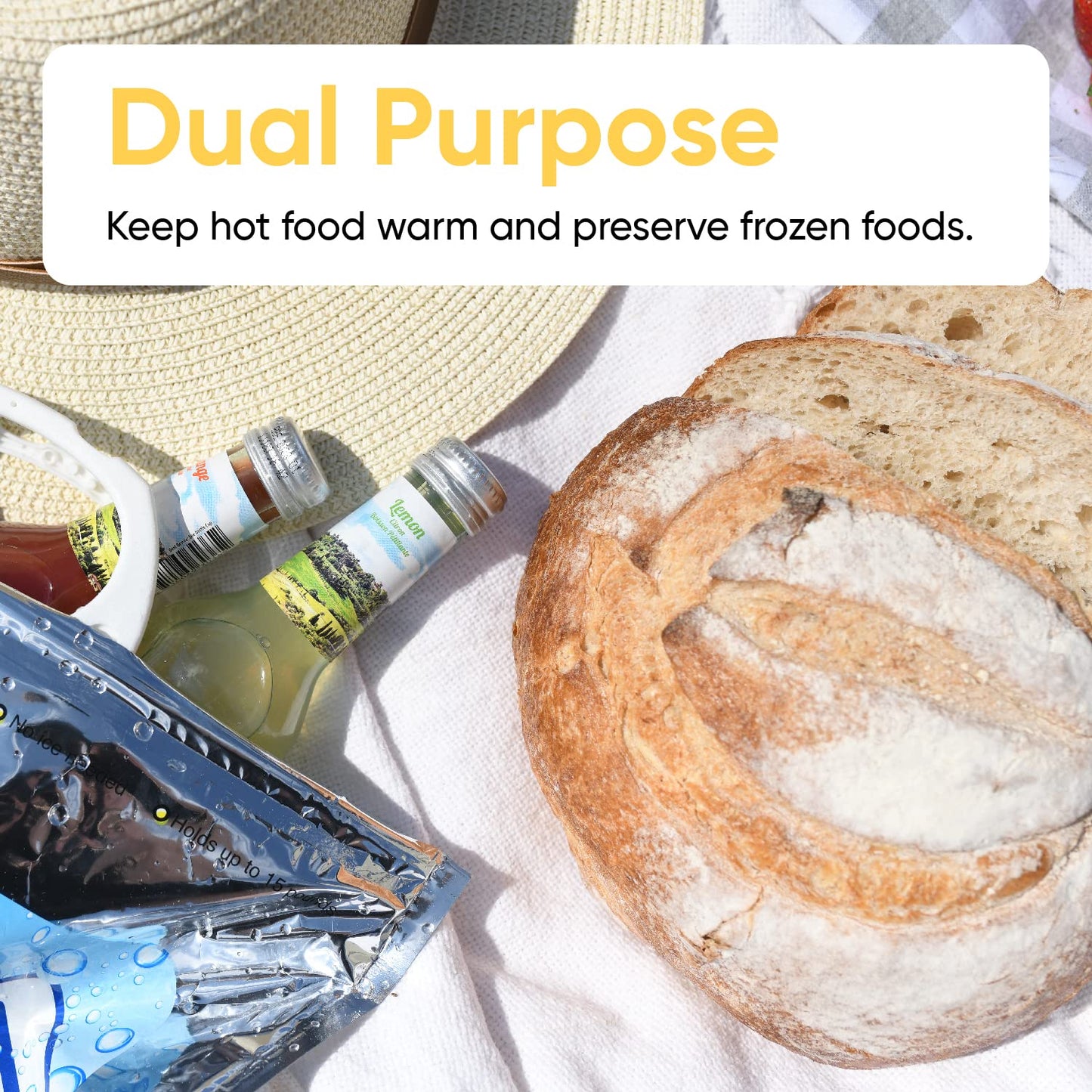Superio Hot and Cold Insulated Bags for Food Delivery, Grocery Shopping Bags, Food Storage for Hot and Frozen Food for Travel, Disposable Cooler Bag, Reinforced Thermal Lunch Bag (3, 16"x19.25")