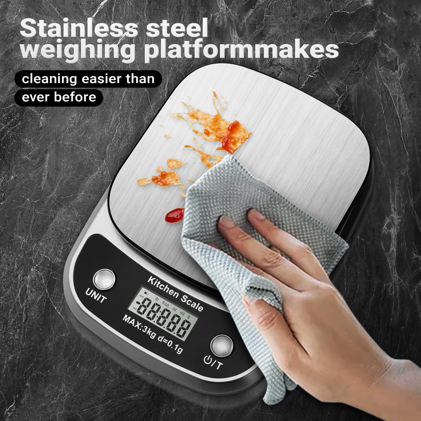 Food Kitchen Scale Digital Weight Grams and Oz，Professional Small Digital Kitchen Food Scales 3kg/0.1g for Weight Loss