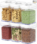 DWËLLZA KITCHEN Airtight Food Storage Containers for Pantry With White Lids – 6 Pack - Clear Air Tight Kitchen Containers Pantry Organization and Storage - BPA-Free Plastic - Keeps Food Fresh & Dry