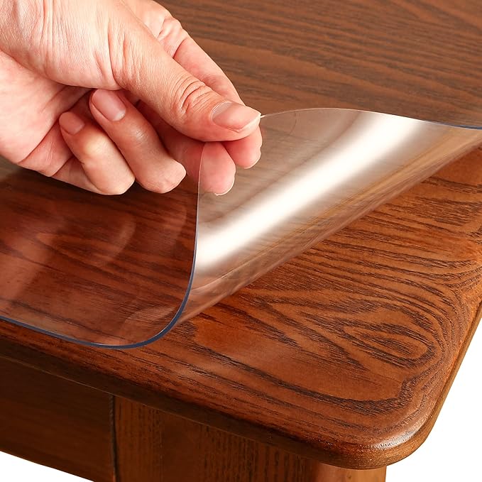 Clear Table Cover Protector Rectangle 30 x 96 Inch, 1.5mm Transparent Plastic Table Protector Waterproof, Anti-Scratch Clear Desk Mat for Office Desktop Dresser Dining Table, FDA Compliant