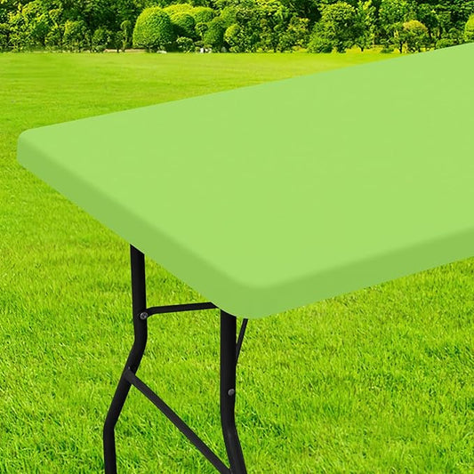 homing Rectangle Table Cloth Cover, Waterproof Polyester Elastic Fitted Tablecloth, Fits for 8 Foot Folding Tables, Washable Table Protector for Picnic, Camping, Outdoor (Lime Green, 30" x 96")