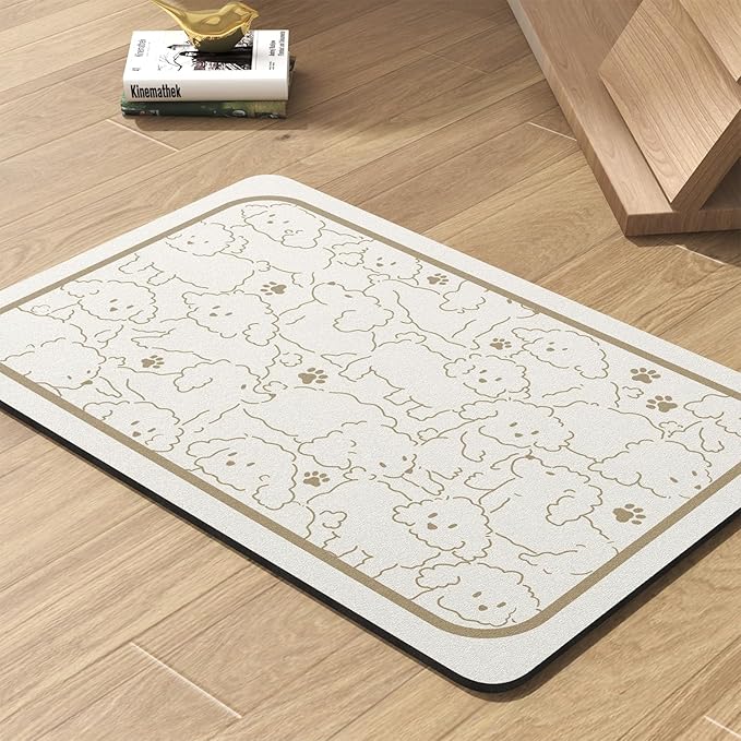 Pet Feeding Mat-Absorbent Dog Mat for Food and Water Bowl-No Stains Quick Dry Water Dispenser Mat-Dog Accessories Pet Supplies-Bowl for Messy Drinkers（FRAMEDOGS,16"x24"