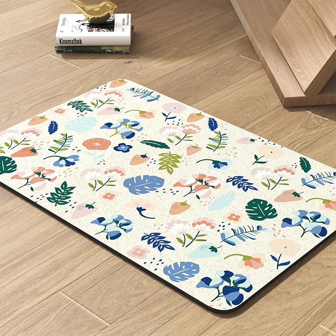 Pet Feeding Mat-Absorbent Dog Mat for Food and Water Bowl-No Stains Quick Dry Water Dispenser Mat-Dog Accessories Pet Supplies-Bowl for Messy Drinkers（LIGHTFLOWERS,17"x28"
