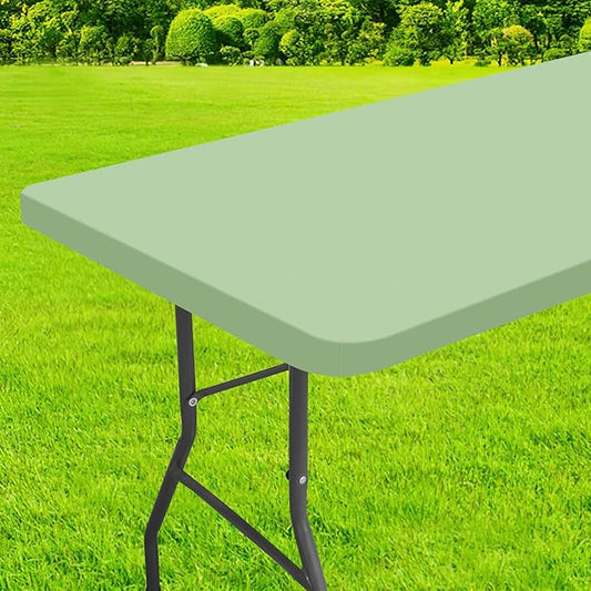 homing Rectangle Table Cloth Cover, Waterproof Polyester Elastic Fitted Tablecloth, Fits for 5 Foot Folding Tables, Washable Table Protector for Picnic, Camping, Outdoor (Green, 30" x 60")