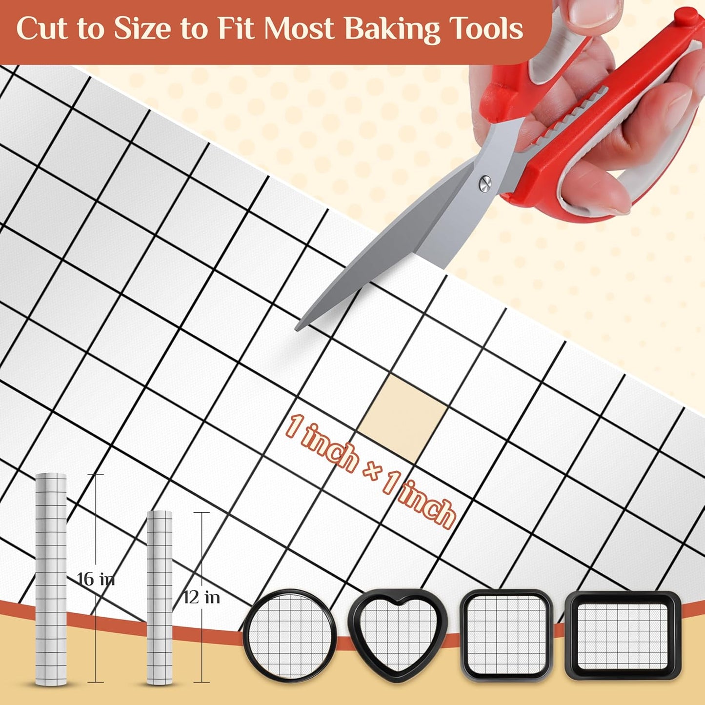Silicone Baking Mat, 16 IN x 6 FT Free Cutting Baking Sheet,Non-Stick Reusable Dough & Pastry Mat,Non-Slip Silicone Mat Roll for Air Fryer Liner,Freeze Dryer,Oven Baking Pan,Kitchen Counter