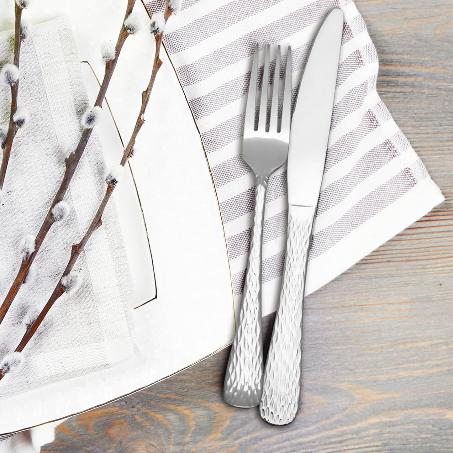 Hampton Forge – Melody Hammered – 20 Piece Flatware Set, Service for 4