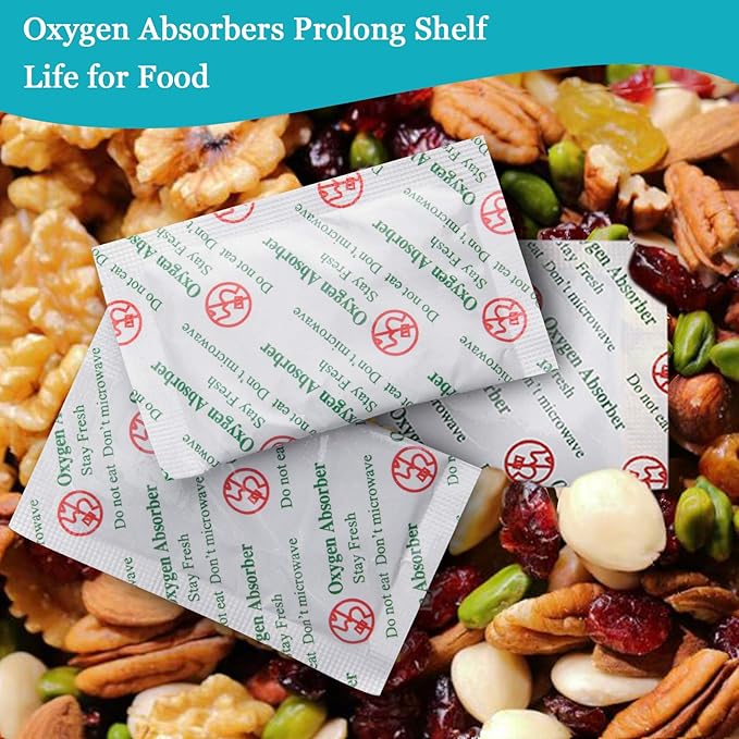 VacYaYa 50CC(300-Pack) Food Grade Oxygen Absorbers Packets for Home Made Jerky and Long Term Food Storage, Stored in Vacuum Bag and 3 Times Oxygen Absorption Capacity