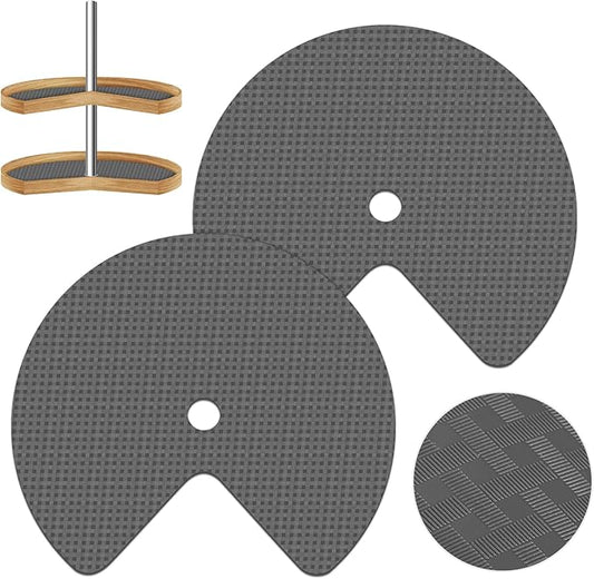2 Pack 26In Lazy Susan Shelf Liner, Upgraded Composite Materials Circle Lazy Susan Liner for Kitchen Cabinets, Non Adhesive Liners Mats for Shelf Drawer Refrigerator Cupboard, Gray