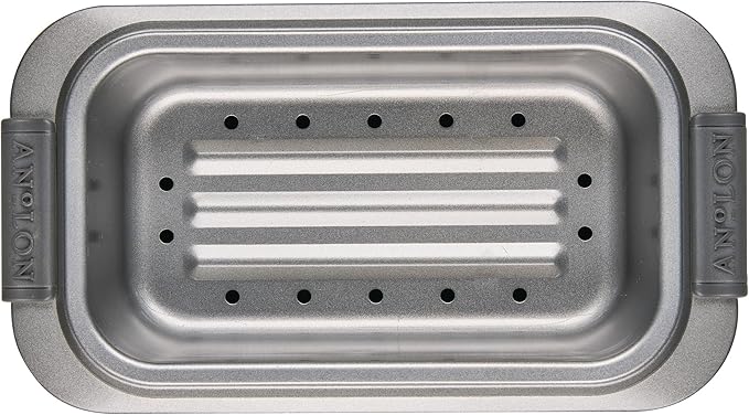 Anolon Advanced Nonstick Bakeware 2-Piece Loaf Pan Set, Gray with Silicone Grips - 54715