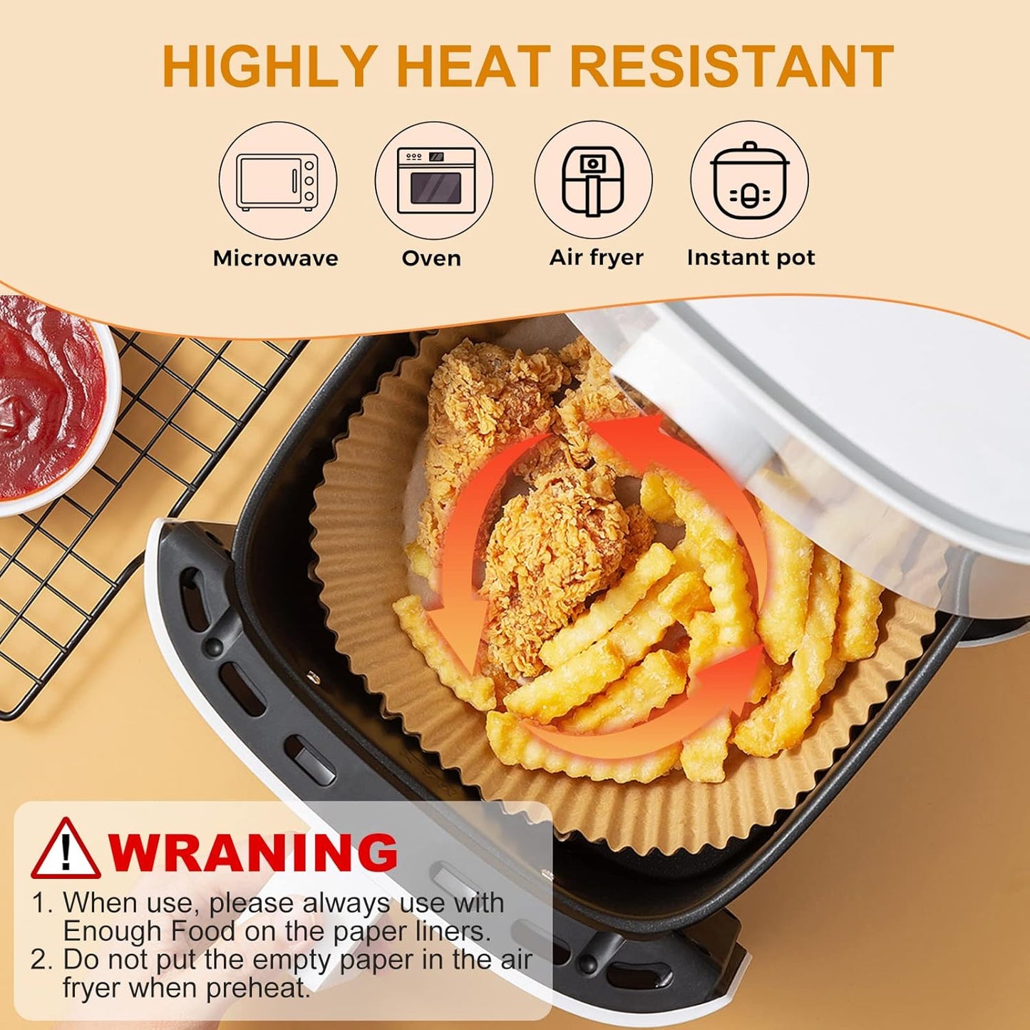 250 Pcs 8" Round Air Fryer Liners Disposable, Unbleached Parchment Paper Liners for Airfryer Basket, Non-Stick & Leakproof Baking Paper for Oven Roasting