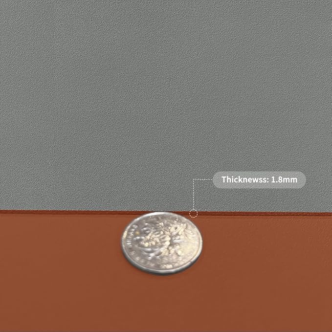 Leather Table Cover,1.8mm Thick,12x90 Inch Table Protector,Glass Table Protector,Table Sticker Cover,Desk Covers On Top of Desks.(Brown+Gray,12x90)