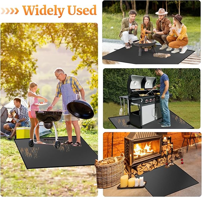 40" Square Fire Pit Fireproof Mat, 4 Layers Under Grill Mat BBQ Pad Fireproof Waterproof Oil-Proof Protect for Deck Patio Grass Outdoor Wood Burning Fire Pit and BBQ Smoker