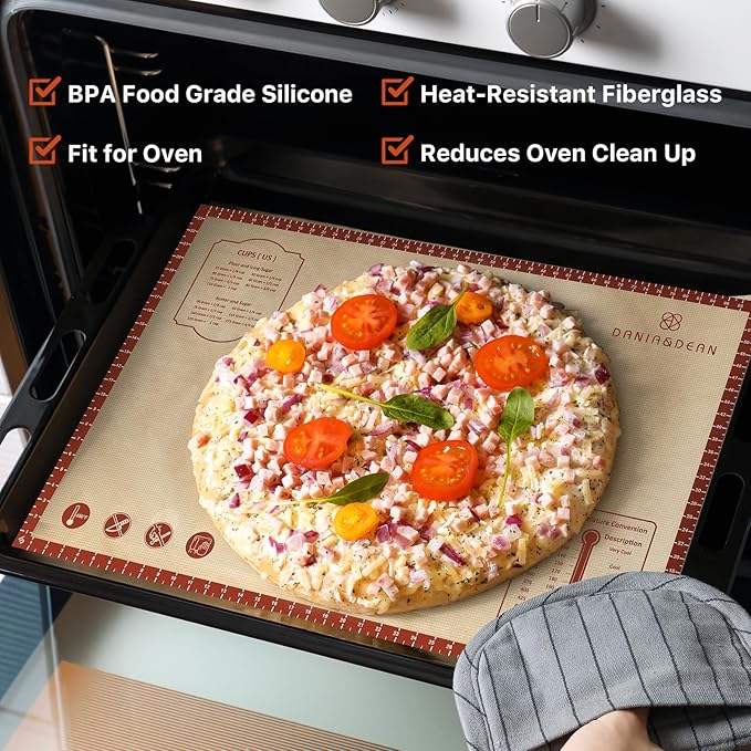 Silicone Baking Mat,36" x 24" Extra Thick Large Non Stick Sheet Mat with Measurement Non-slip Dough Rolling Mat,Reusable Food Grade Silicone Counter Mat for Making Cookies,Macarons,Bread and Pastry