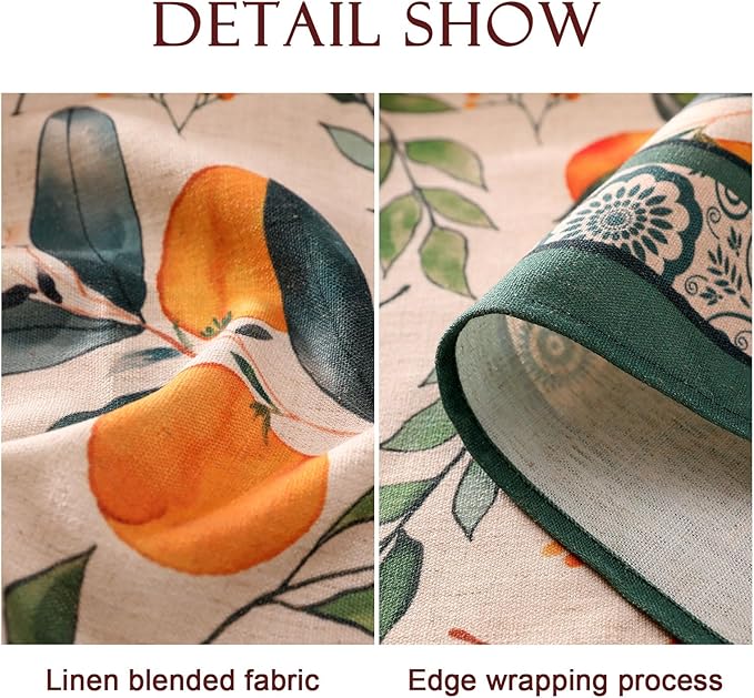 patdrea Designer Vintage Linen Rectangle Table Cloth,Framhouse Oranges and Leaves Pattern French Tablecloth,Fall Decor Cover for Kitchen Dining Christmas,Thanksgiving,63"x87"-Palladin a