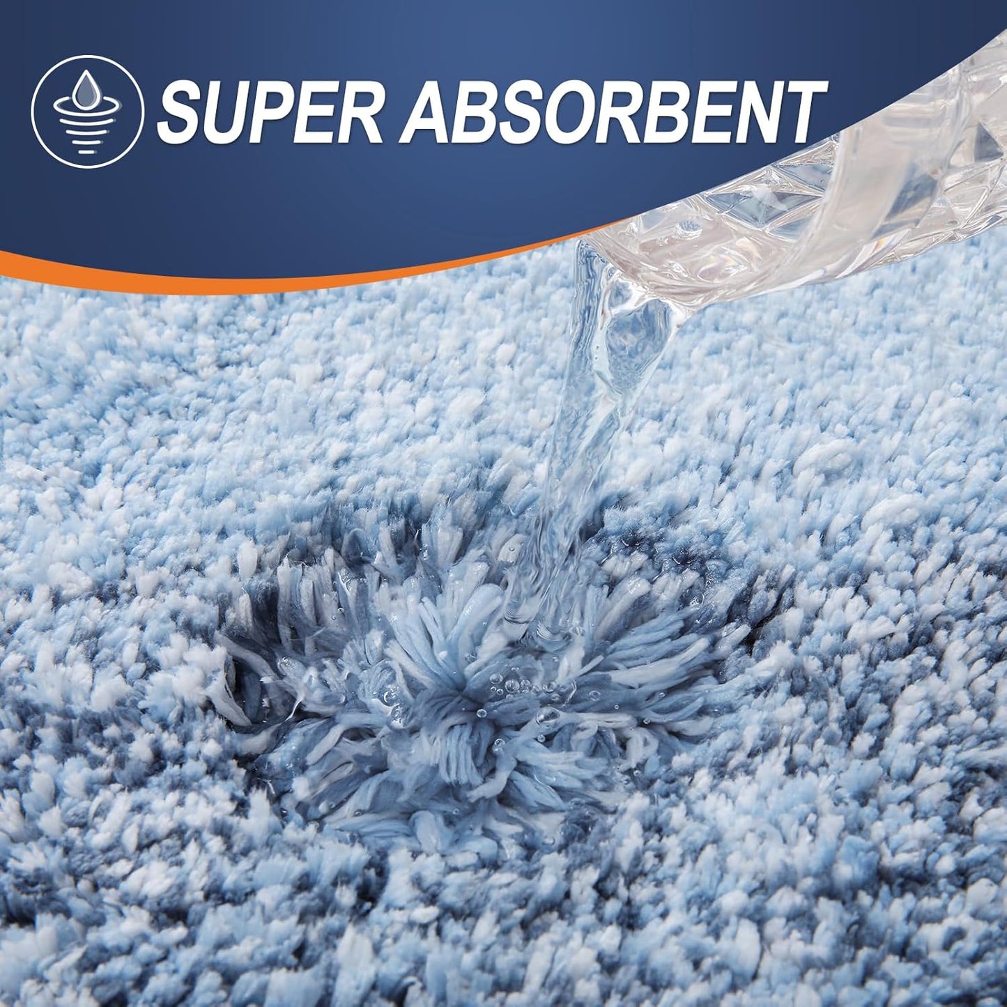 OLANLY Luxury Toilet Rugs U-Shaped 24x20, Extra Soft and Absorbent Microfiber Bathroom Rugs, Non-Slip Plush Shaggy Bath Mat, Machine Wash Dry, Contour Bathroom Mats for Toilet Base, Blue