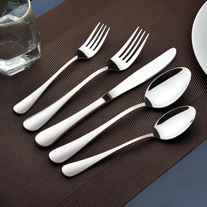 Silverware Set for 8, 40 Piece Heavy Duty Stainless Steel Flatware Utensils Cutlery Set Including Steak Knife Fork and Spoon, Dishwasher Safe, Gift Package for Wedding Housewarming