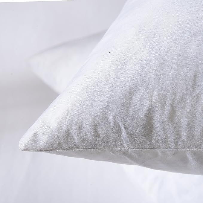 14x14 Decorative Throw Pillow Inserts-Down Feather Pillow Inserts-Square-Cotton Fabric-Set of 2-White.