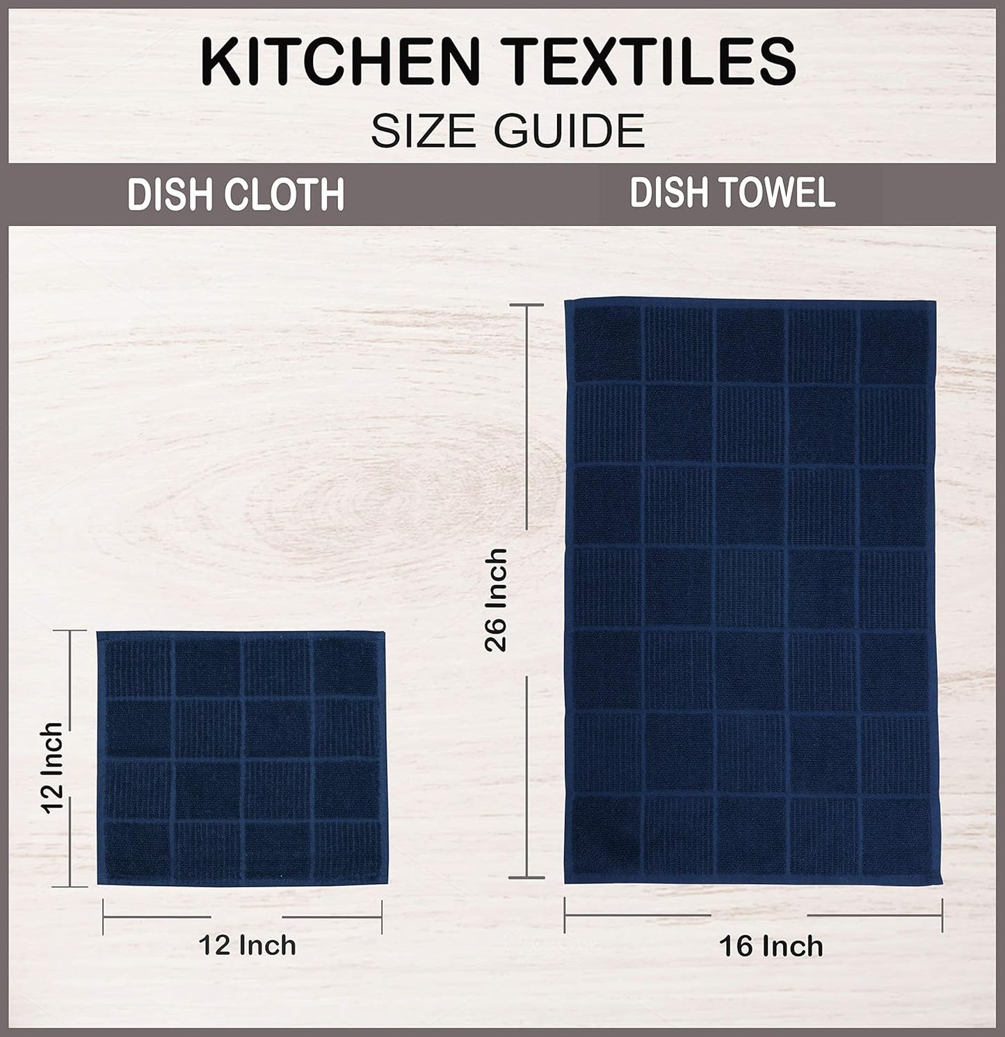 AMOUR INFINI Dish Cloths for Washing Dishes Set of 8 - Highly Absorbent, Super Soft Kitchen Dishcloths - Reusable Quick Dry Dish Rags for Cleaning & Drying Kitchen Linens (12x12 Inch - Blue)