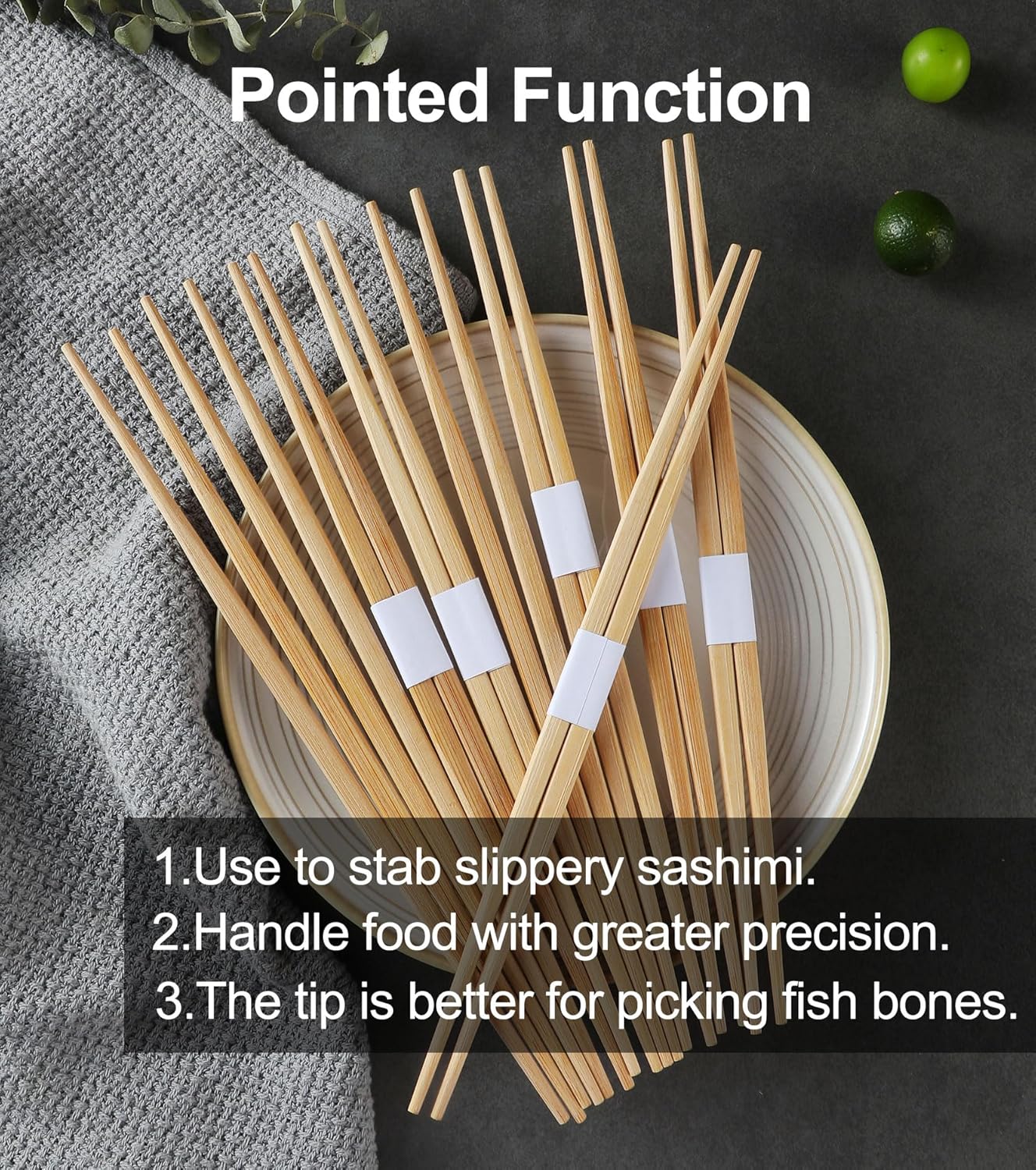 500 Pairs Disposable Bamboo Chopsticks Bulk 9.45in Japanese Sushi Restaurant Separated Pointed Chop Sticks