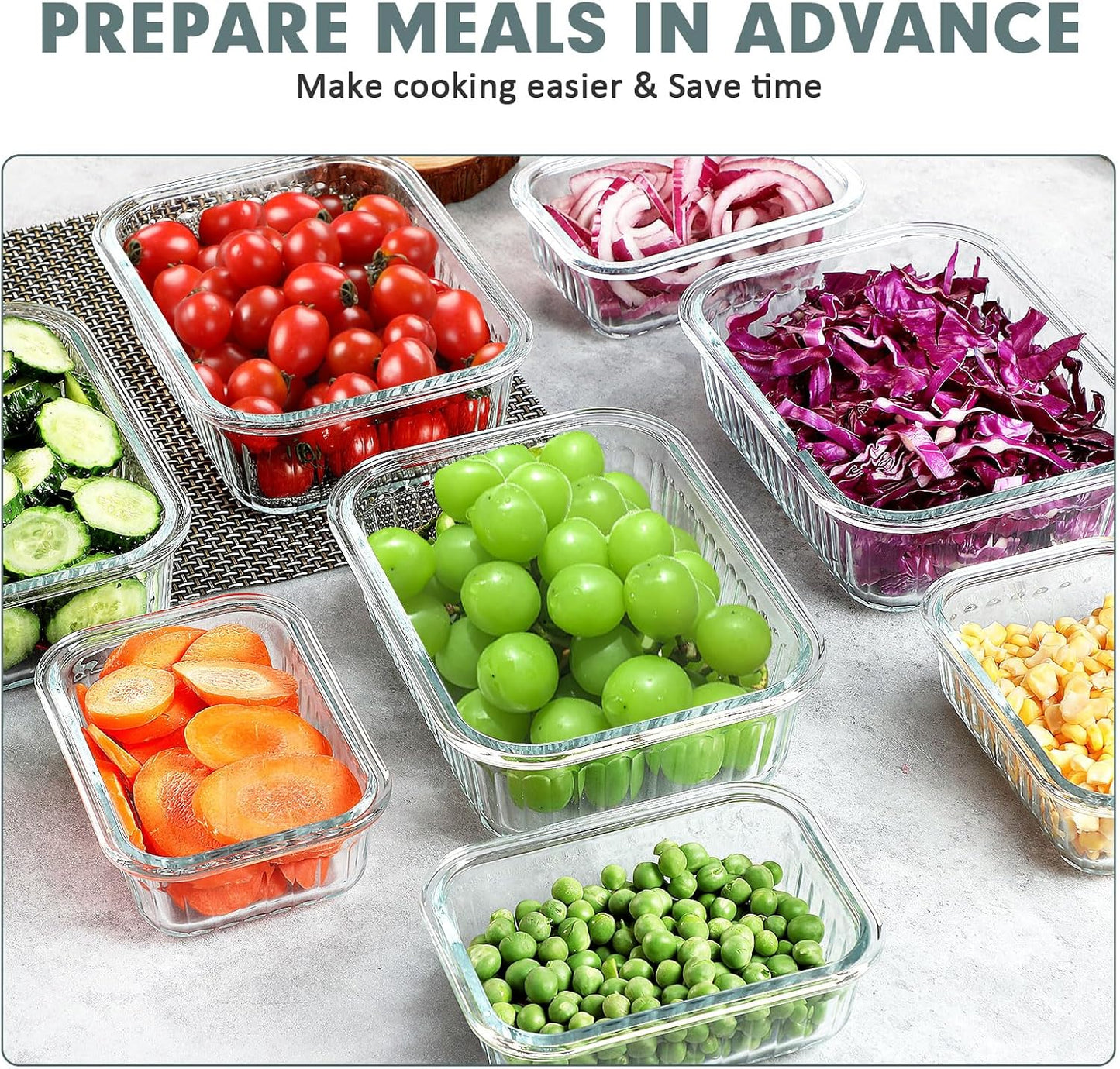 KOMUEE 10 Packs Glass Meal Prep Containers with Lids, Glass Food Storage Containers Set, Airtight Lunch Containers, Microwave, Oven, Freezer and Dishwasher Safe, Pink