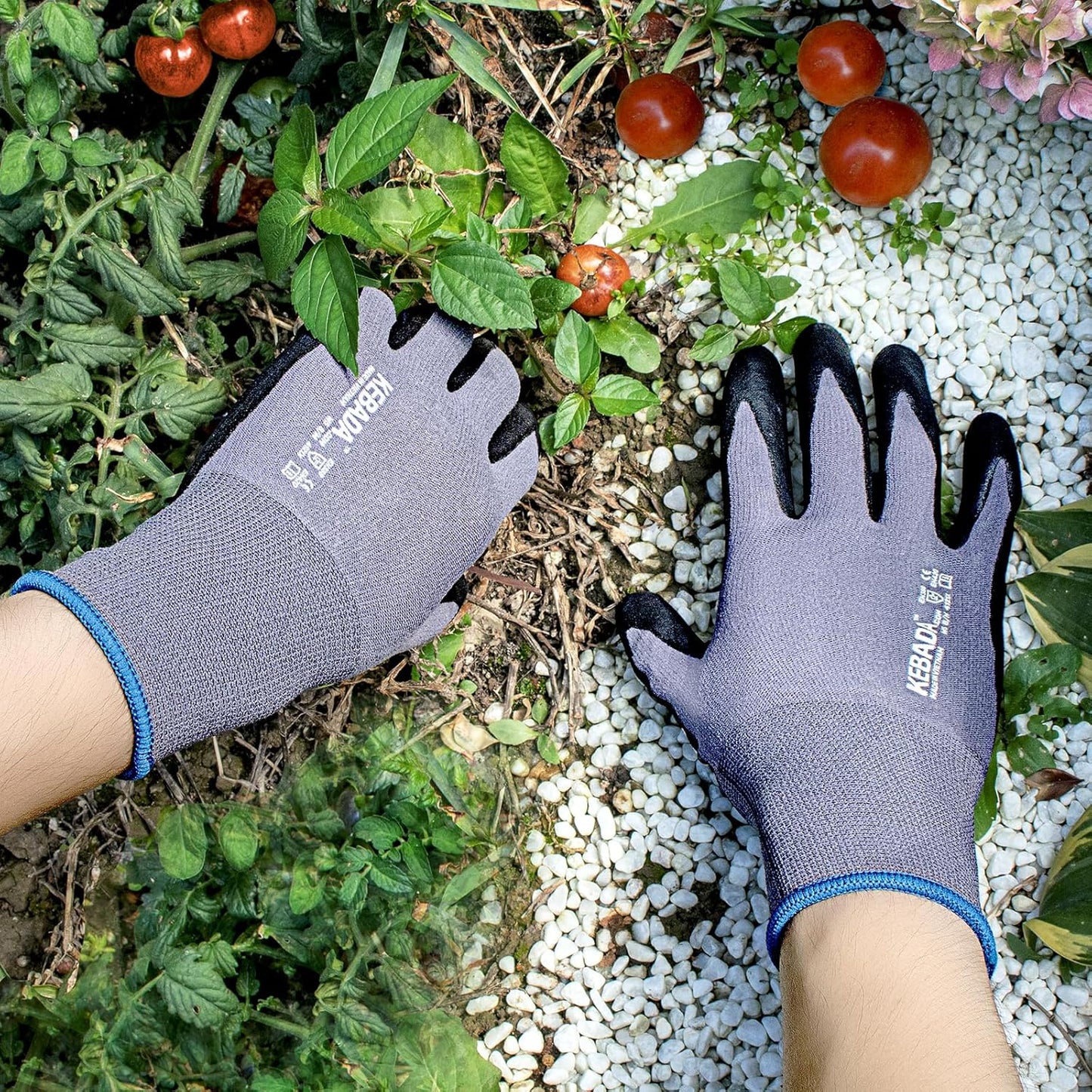 12 Pairs Work Gloves for Men and Women, Nitrile Coated Safety Protective Gloves with Grip, Ideal for Gardening, Warehouse, Mechanic, Light Duty Construction Work,Large
