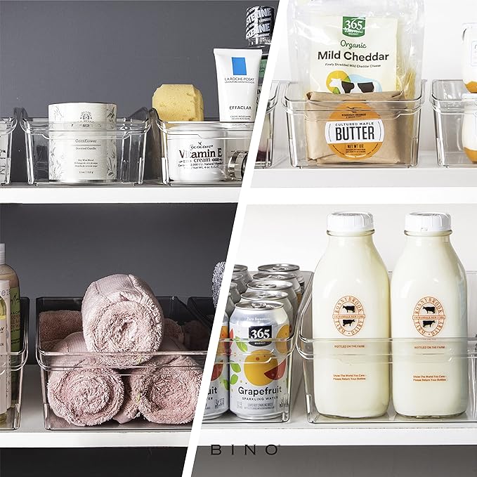 BINO | Plastic Storage Bins, X-Large | THE CURVE COLLECTION | Multi-Use Organizer Bins | Built-In Handle | BPA-Free | Pantry Organization | Home Organization | Fridge and Freezer Organizer