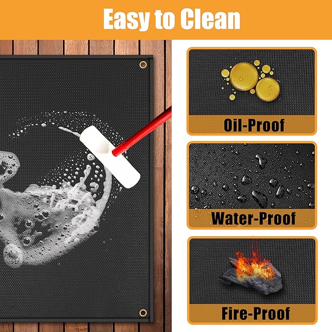 TOHONFOO 60 x 48 in Under Grill Mat for Outdoor Grill - Fireproof BBQ Mats for Grilling to Protect The Deck, Patio, Pavers - Easy to Clean Indoor Fireplace Mat - 1mm
