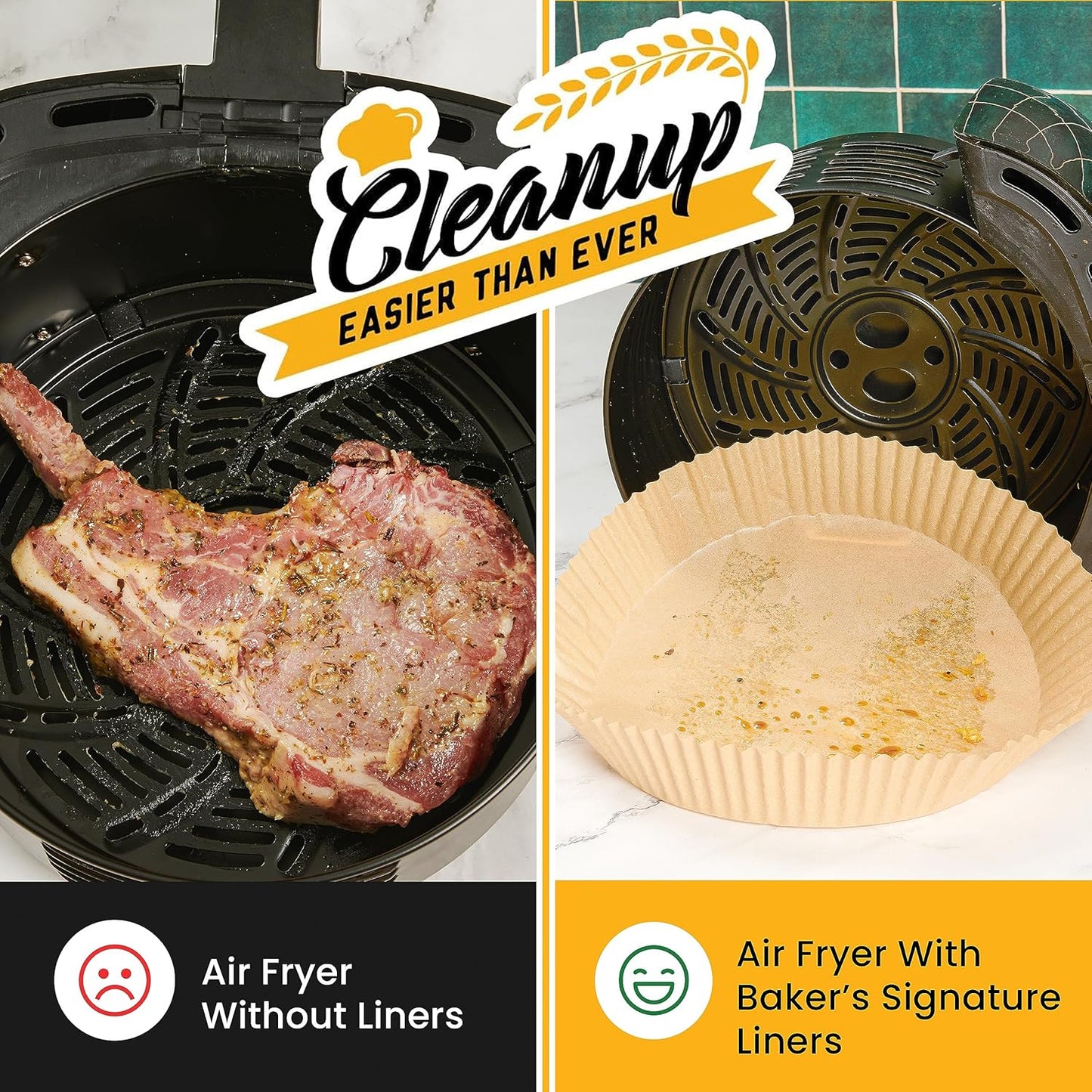 Air Fryer Liners for Ninja, 125 Pcs Round Disposable Airfryer Paper Liners – Non-Stick and Oil Proof for Easy Cleanup, Great for Oven, Pans & Baking – 8 Inch for 5-8 qt Basket by Baker's Signature